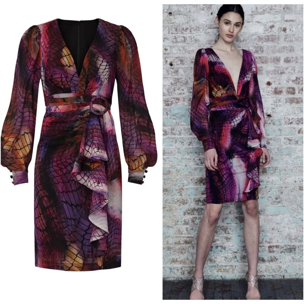 Vibrant Purple Patterned Mini Dress